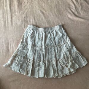Cream Eyelet Mini Skirt